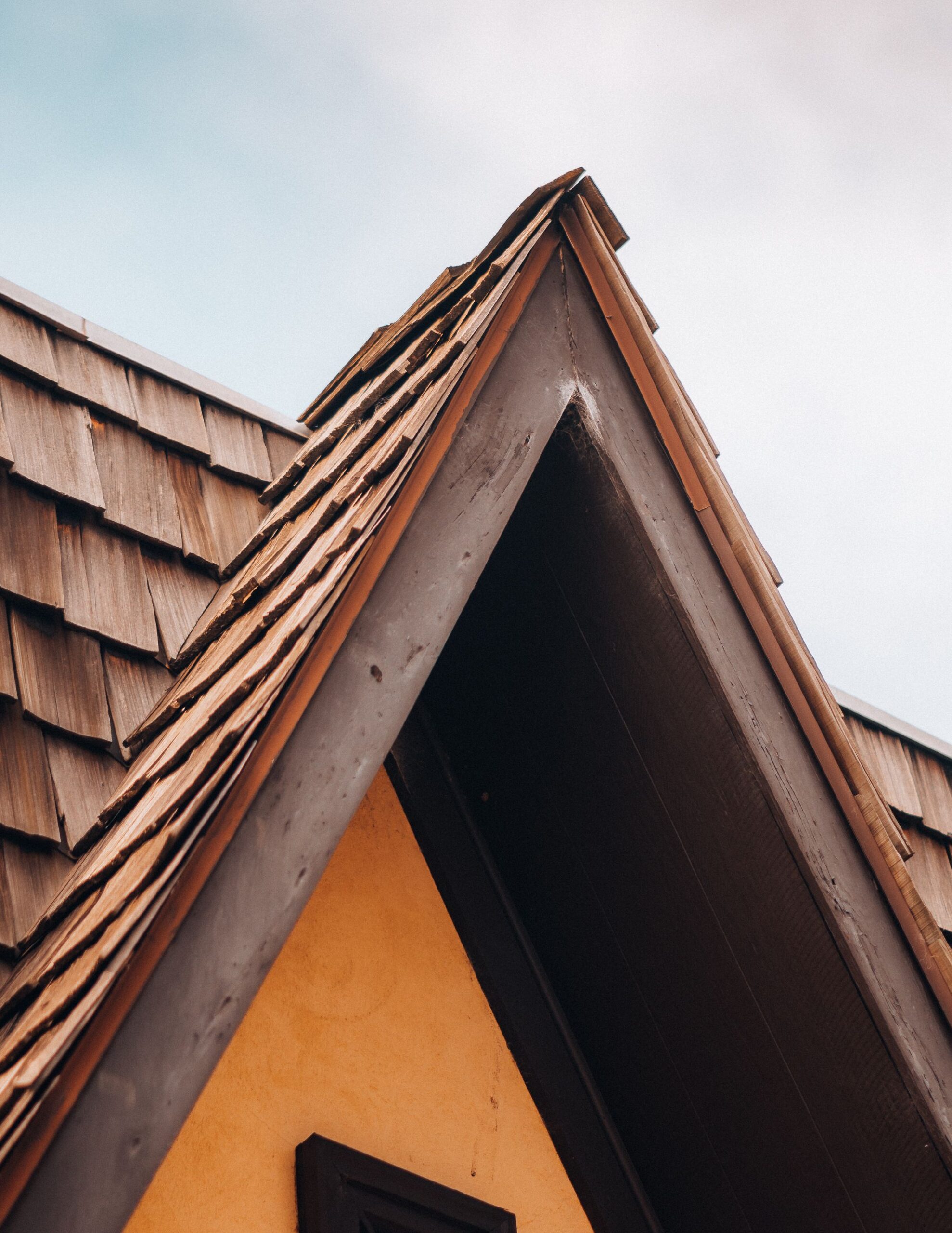 Cedar shake and cedar shingle roofing on a residential home